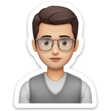 generate a pretty bratz emoji 
Make her look like hrithik roshan wearing white tee with a grey v neck sleeveless weater vest over it. wearing rectangle spectacles

he should look exactly  like hrithik roshan. looking autistic sticker