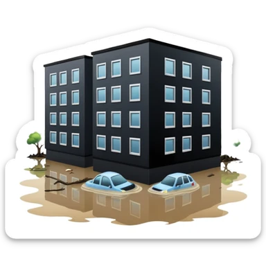 an apartment complex in flood sticker