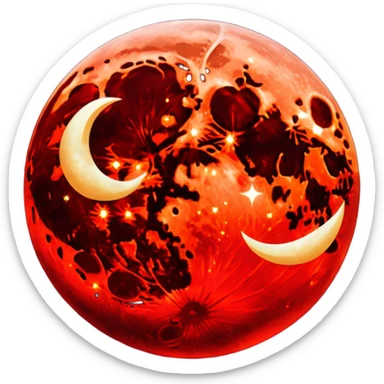 glitter red blood moon crescente sticker