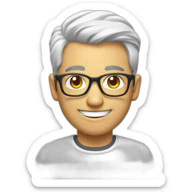 white tech nerd smiling sticker