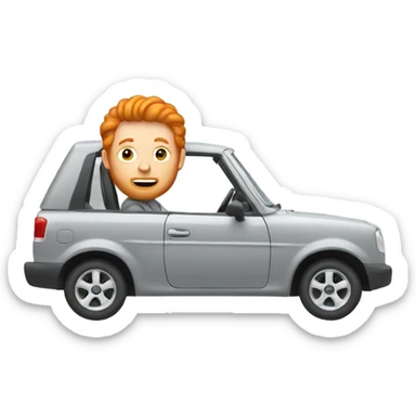 Ginger person driving grey car sticker