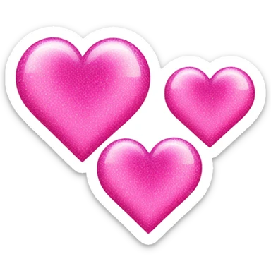 Three different colored sparkling pink hearts overlapping - one medium, one big , one small sticker