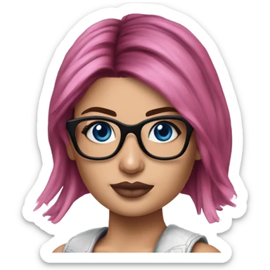 Photo Realistic kylie jenner stylish pink hair BLUE eyes and glasses edgy sticker
