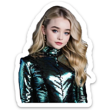Sabrina Carpenter blonde singer in a glittery outfit sticker