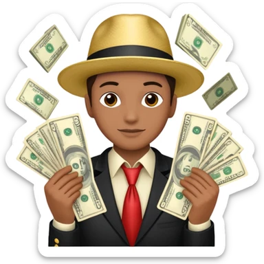 Add more cash flying around, bundles of US dollars, casino winnings vibe, lucky flight, jackpot feeling sticker