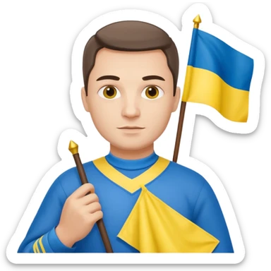 The Ukrainian man with flag sticker