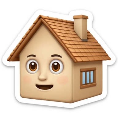 head in the shape of a house, cartoon roof cartoonish looking  sticker