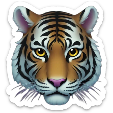 black light tiger Japanese mask sticker