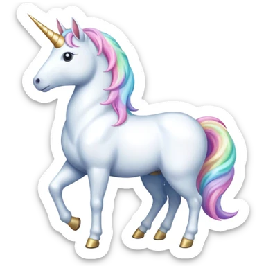 Create a single emoji of a Unicorn in full body, shown at a slight side angle in a natural, characteristic pose with a horn. clearly recognizable. No background.
 sticker