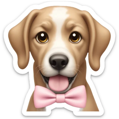 With dog wit a pastel pink bow sticker