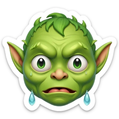 Goblin is crying with very big tears in his eyes  sticker
