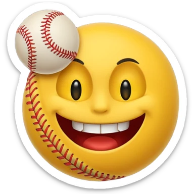 I want a emoji of a emoji with a evil smile throwing a baseball very hard sticker