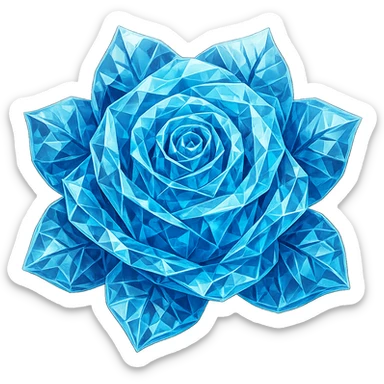Make the blue icy rose look like crystal, keeping the emoji style appearance. The image should have no background and maintain the original emoji style look. sticker
