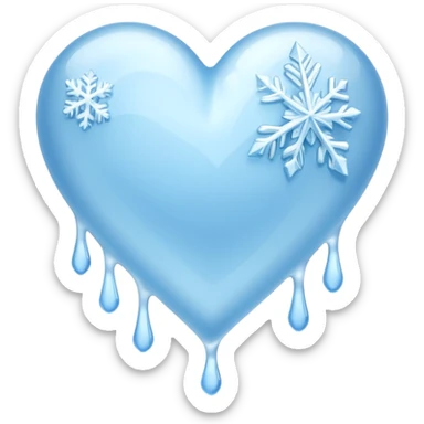 An ice blue heart with frost spidering across it and ice crystals dripping from it sticker