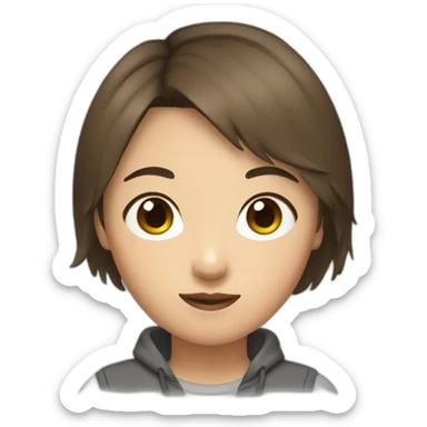 asian teen with short brown hair sticker