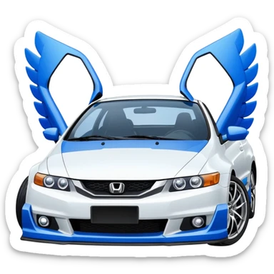 8th gen all white honda si with blue wing sticker