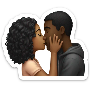 girl kissing a guy black sticker
