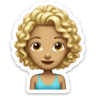 girl with curly blonde hair and a tan swimming  sticker