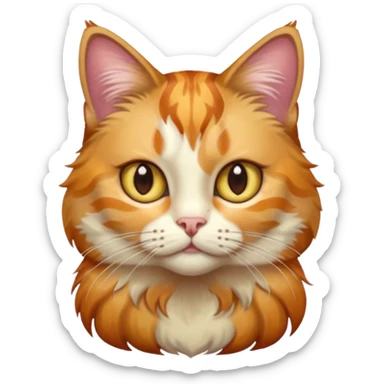 full body anxious looking colourful light calico tabby cat with hazel eyes sticker