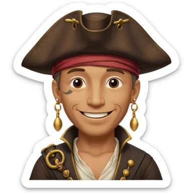 Belted pirate man with earring
 sticker