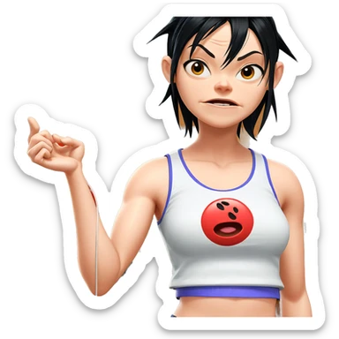 black haired girl in tank top sticker