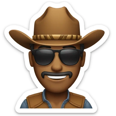 cowboy with sunglasses smirking sticker