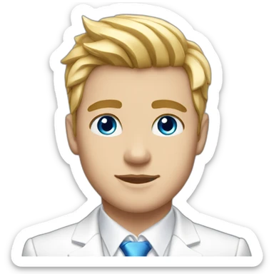 Posh-boy-with-white-suit-and-blue-eyes-and-rainbow-unicorn-hair sticker
