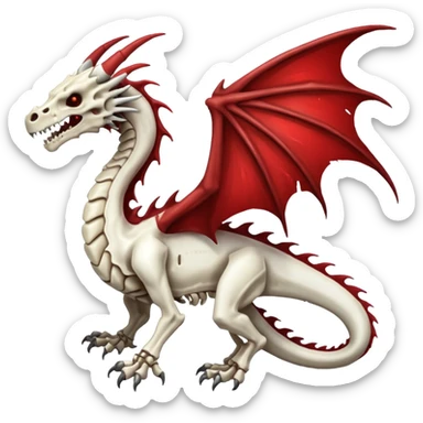  White skeletal skeleton bone dragon with some blood sticker