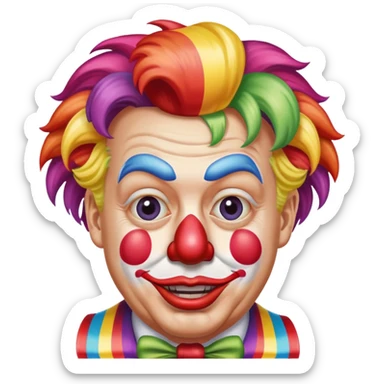 trump as a clown with colorful wig sticker