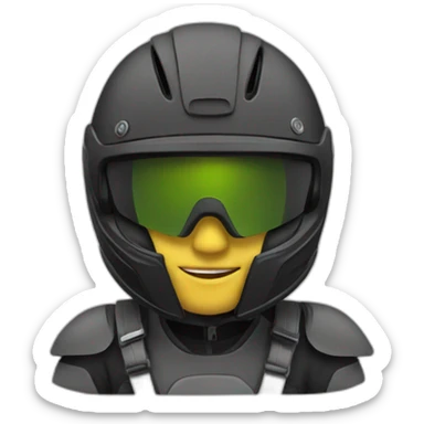 A rider with a complet helmet sticker