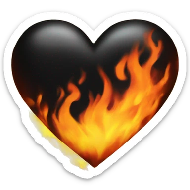 Black Heart in fire sticker