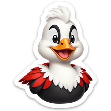 super hero goose laughs in black and red outfit sticker