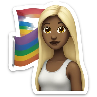 a girl with pride flag sticker