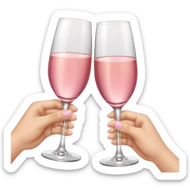 champagne glasses with pink champagne giving cheers with two hands sticker