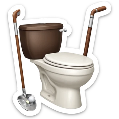 Toilet with golf clubs sticker