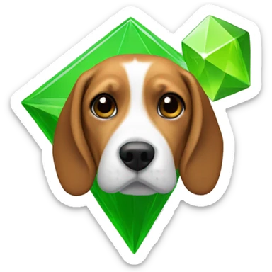 Beagle with Sims Plumbob sticker