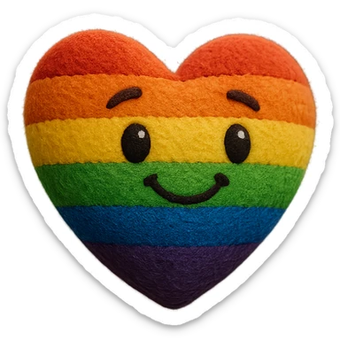 pride heart, soft and fluffy, rainbow colors, cute expression sticker