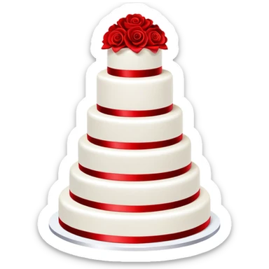 Bright red wedding cake, three tiers, completely red with no white or other colors sticker