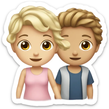 Baby boy with brown hair and girl with blonde hair sticker