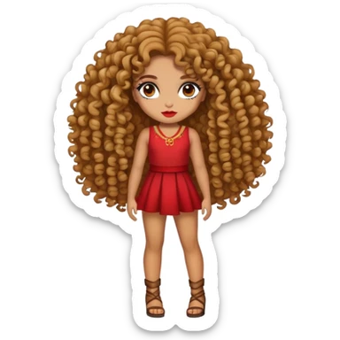 Chica morena de pelo rizado , choni con mucho maquillaje y cuerpo entero  sticker