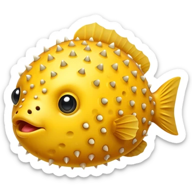 puffer fish, no eye, apple emoji style sticker