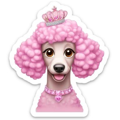 pink poodle with tiara sticker