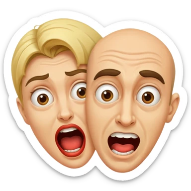 a man and a woman with weird crazy faces sticker