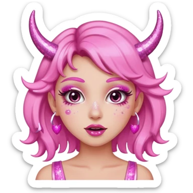 glitter pink girl naughty selfie glitter pink horns sticker