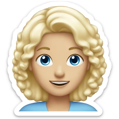 blue eyed blonde lady waving sticker