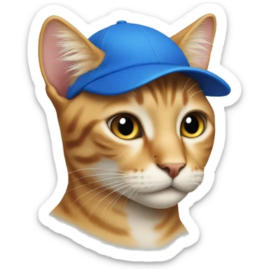 cat wearing a blue cap sticker