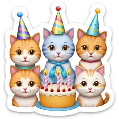 12 cats at a birthday party sticker