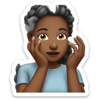 Girl putting on skincare sticker