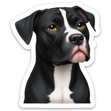 My dog Sheba black Pitbull with white on chest sticker