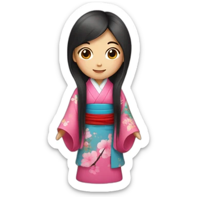 chinese girl with kimono long hair sticker